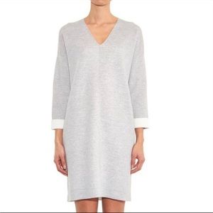 VINCE v-Neck shift knit grey sweatshirt dress